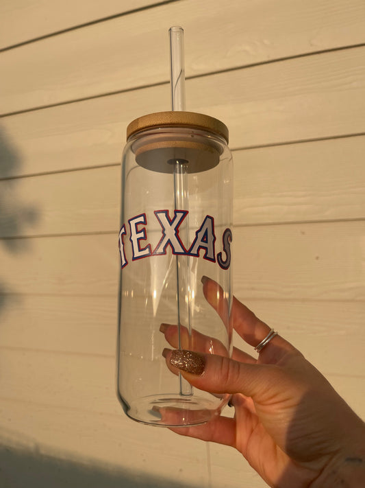 Texas Rangers Beer Can Glass